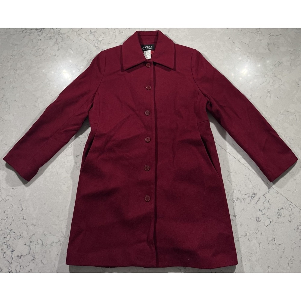 VTG‎ Y2K Classics by S. Rothschild Coat Womens 4P Petite Red Wool Button Front